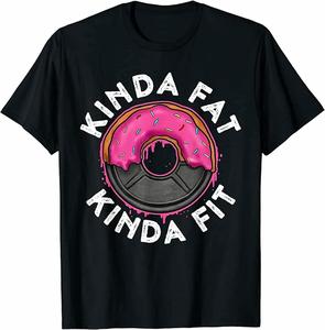 Men's Workout T-Shirt - Fat and Fit Black Printed Short Sleeve Tee"