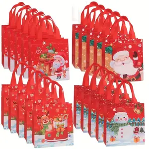 Large Reusable Christmas Gift Bags with Handles, Non-Woven Holiday Gift Bags Bulk, Xmas Treat Baskets Party Supplies, New Year Gift Bag