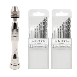 Hand Pin Vise with 20 count Drill Bits,  Precision Hand Drill Rotary Tool with Mini Twist Drill Bits Set for  Casting Molds,   Plastic Making