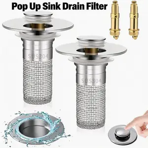 【Anti-Clog Magic Tool】Universal Pop-Up Sink Stopper – Anti-Clog Hair Catcher Drain Filter, Stainless Steel Basket with Brass Plug, Fits Most Bathroom Sinks, Easy to Clean, Durable Rustproof Design