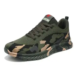 Women’s camouflage print low-top athletic sneakers — lightweight and breathable training shoes with a thick cushioned sole, an elastic and comfortable fit, and a lace-up closure; suitable for casual sportswear. Fashionable design with a durable outsole.