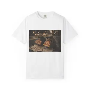 Rats Eating Pizza T-Shirt | Night City Street Scene, Retro Photo Print