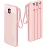 Portable Mobile Power Bank S156 (5000-10000mAh, 1 Pack, Pink) - Slim Accessory with 5 Output Ports, 2 Inputs, Built-in Micro/Type-C Cables, Wall Charger, Max 2.4A, Intelligent LED Display, Safety Charging for Smartphones, Android Tablets, Travel Use