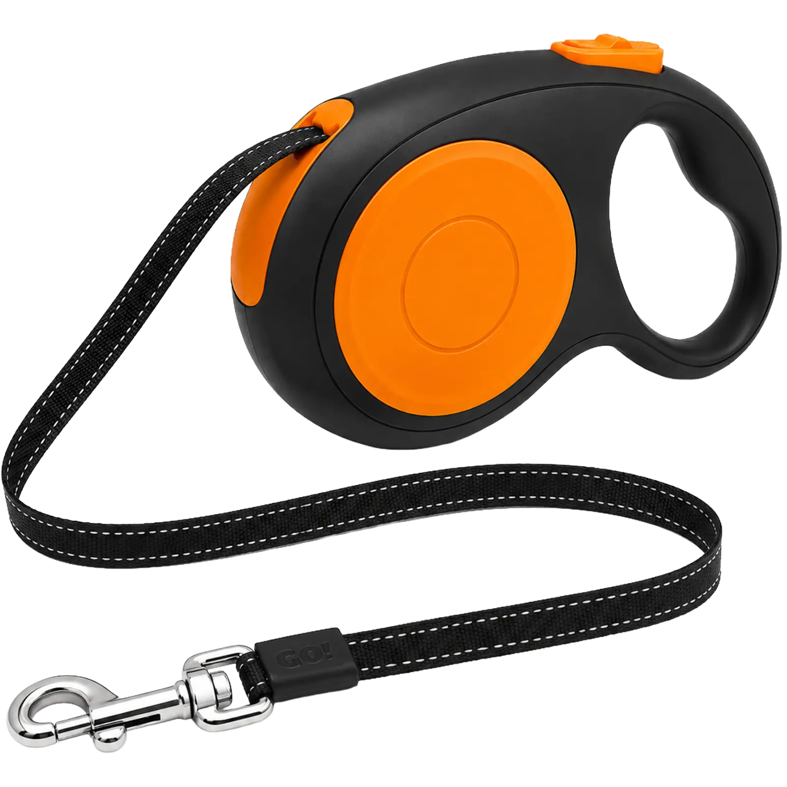 Sevy Stretch 26FT Retractable Dog Leash, Heavy Duty Leash for Large & Small Dogs Up to 100lbs, 360° Tangle-Free Retraction, Reflective Nylon Tape, 1-Hand Brake, Pause, Lock, Oversized Handle led adjustable sensitivity leather collar, Beaches, Camping