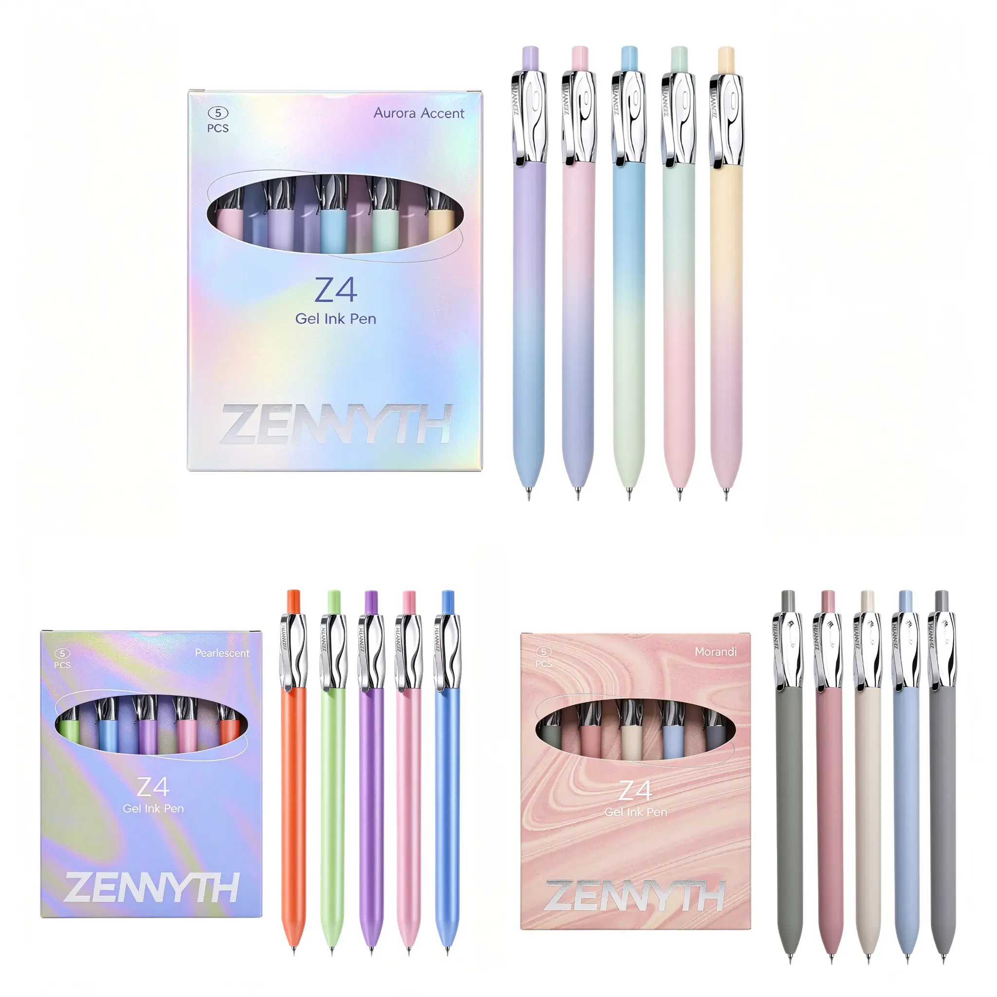 Black Gel Pens  (5-Pack), 0.5mm Fine Point Quick-Dry No-Smear  , Gradient Barrel Smooth Writing Tools for  & Office Stationery ink gel journal anti-slip grip cute school gift