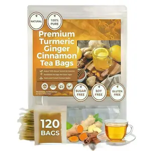 120 Bags Turmeric Ginger Cinnamon Tea, 100%Natural, Anti-Inflammatea. Eco-conscious TeaBags. Turmeric Ginger Herbal Tea. No Sugar, NoCaffeine, No Gluten, Vegan. antinflamma tea,looseleaf tea Beverage anti in flama tea gingercaffeine free