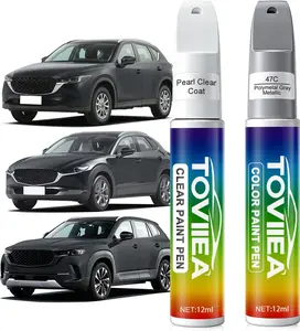Polymetal Gray Metallic(47C) Touch Up Paint Compatible with MAZDA,2-In-1 Car Scratch Remover Pen,Car Paint Scratch Repair Kit for Scratches,Chips & Nicks,2-PCS SET