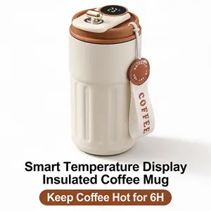 KratosXpedition Temperature Display Insulated Mug Vacuum Insulated Bottle with Strap Portable Coffee and Water Bottle for Gym Travel Valentine’s Day Gift