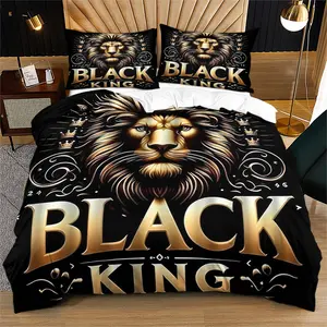 Mysterious Black Gold Lion King & Magic Icon Duvet Set (1-2 Pillowcases) - Soft Bedding Sets, Niche Home Decor Lovers’ Perfect Gift, Stylish, Comfy & Durable