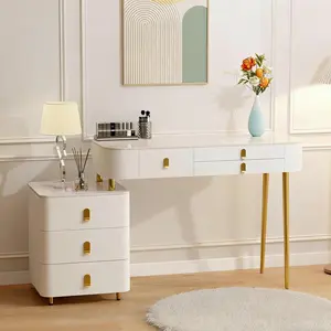 Dressing Table with 6 Drawers for Girls Women,Makeup Vanity Set with Adjustable Cabinet for Bedroom（Does not include a mirror）