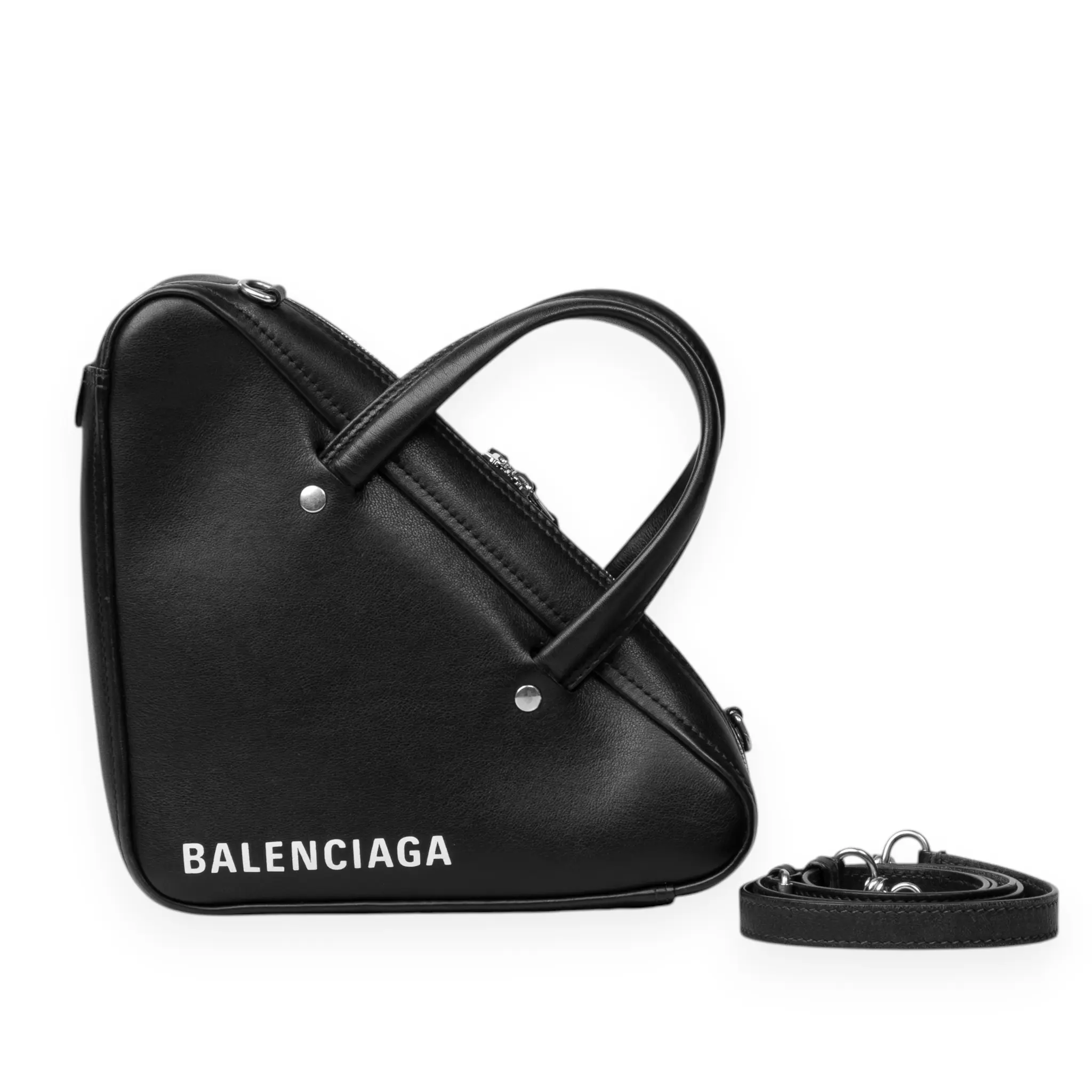 Pre-owned Balenciaga Leather Shoulder bags A26042003 Black Triangle Satchel