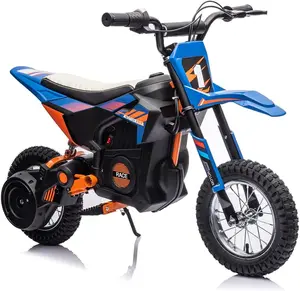 24V 7ah Kids Ride on Motorcycle,13.6MPH Fast Speed Electric Battery-Powered Off-Road Motocross with 250W Strong Motor, Chain-Driven,Leather Seat,Disc Brake,Air-Filled Tires (Blue)