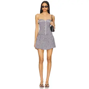 MORE TO COME Arya Mini Skirt Set in Black Gingham