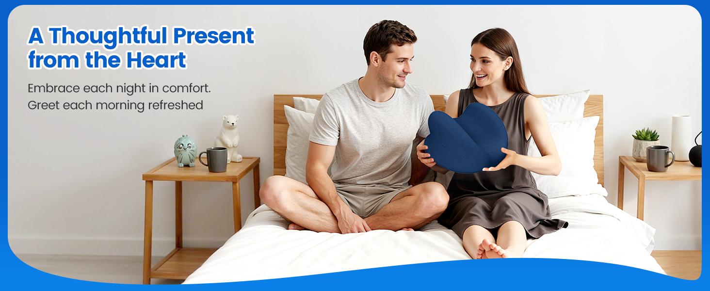High-Density Durable Memory Foam Knee Pillow - Heart Shape Sleep Cushion for Side Sleepers, Breathable Fabric, Hidden Zipper, Aids Knees-Hips-Spinal Alignment, Allow 24 Hours for Full Expansion