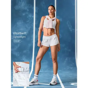 GLOWMODE 2.5" Stay Cool Quick-Dry Lightweight Zipper Pockets Reflective Strips Low Waist Active Running Shorts With Built-In Deodorant Underwear Jogging Training Gym Workout Wear