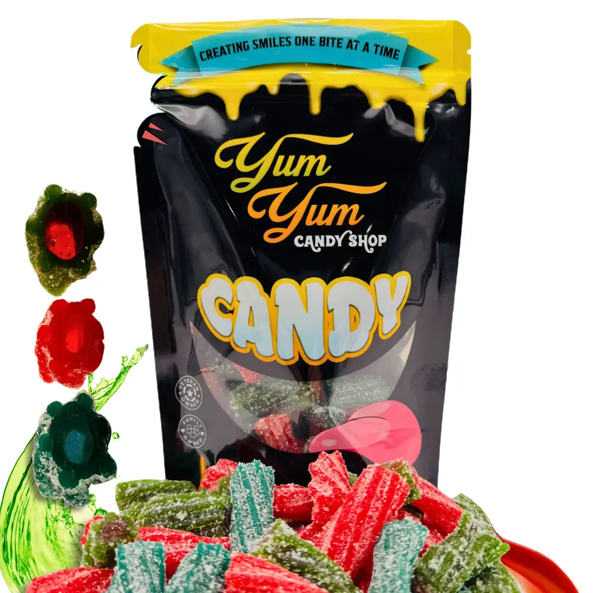 Fruit Filled Sour Licorice Twists Variety - Pectin Filled Candy Bite Sized - Watermelon, Strawberry, Blue Raspberry Snack Sweet Bonbon Flavor