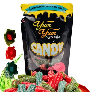 Fruit Filled Sour Licorice Twists Variety - Pectin Filled Candy Bite Sized - Watermelon, Strawberry, Blue Raspberry Snack Sweet Bonbon Flavor