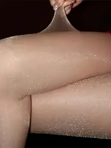 Seamless Pearl Glitter Stockings, Ultra-Thin Sparkle Toe Transparent Leggings, Perfect for Party Wear & High Heels, Women's Fitted Pantyhose