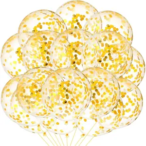 10 Pieces 18 Inch Glitter Confetti Balloons Paper Dots Confetti Shiny Latex Large Balloons for Birthday Wedding Party Decorations(Gold)