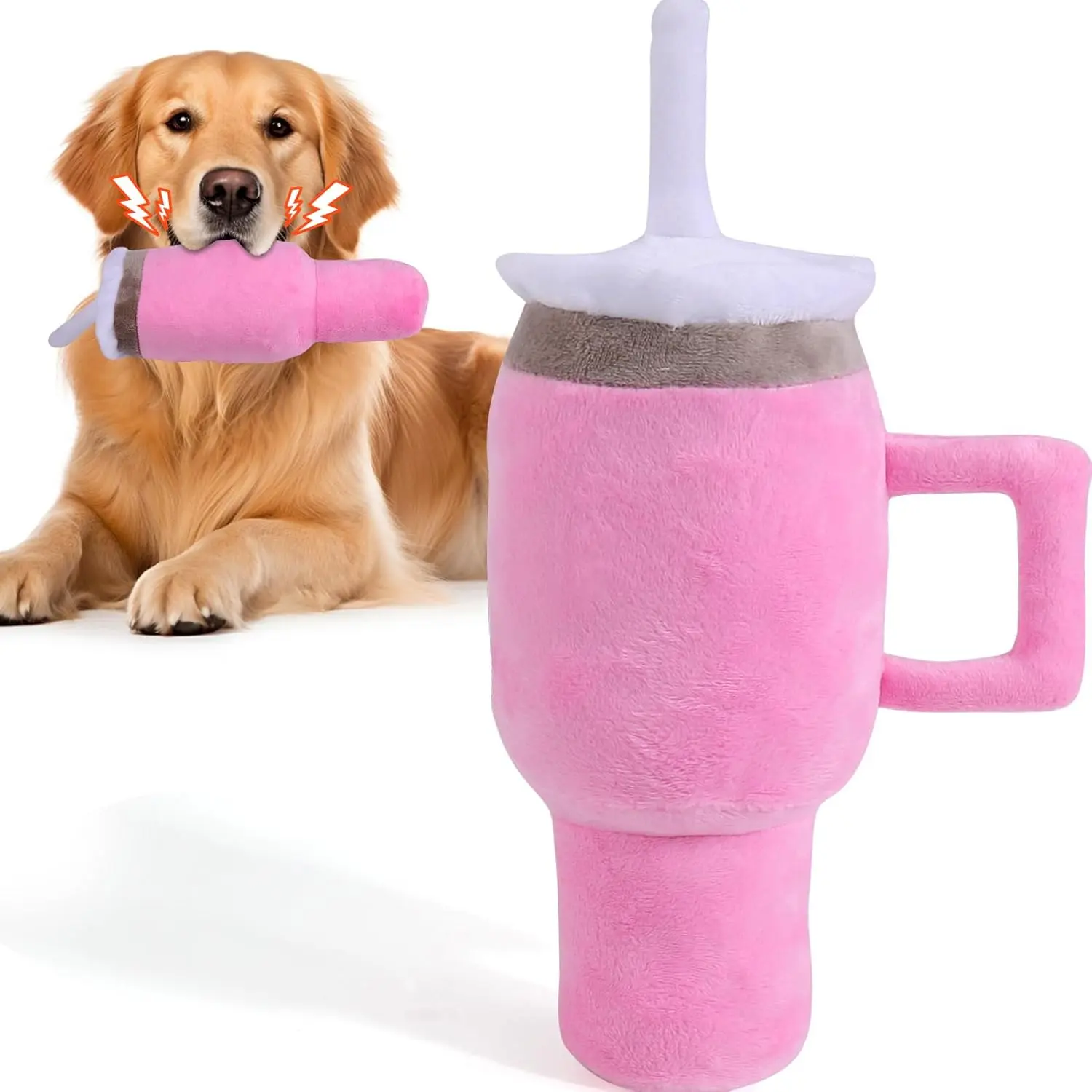 Safety Designed Squeaky Dog Cup Toys, Cute Birthday Chew Toys for Dogs, gift