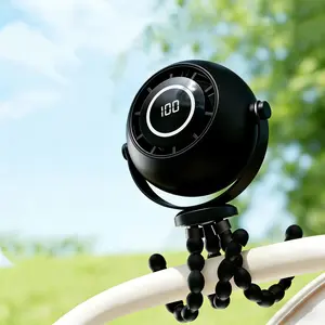 Stroller Fan, Auto-Oscillating Portable Baby Fan with Flexible Tripod, LED Battery Display & Night Light, 3 Speeds Rechargeable Fan for Car Seat, Crib, Camping, Travel Gift