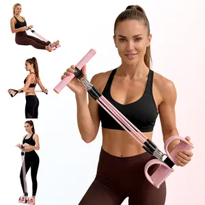Relife Sports Pedal Resistance Bands with Handles, Upgrade 4-Tubes Manual Tension Training Pedal, Natural Rubber Foot Pedal Resistance Bands, Multifunction Fitness Bands for Abdomen, Waist, Arm, Leg summerwins