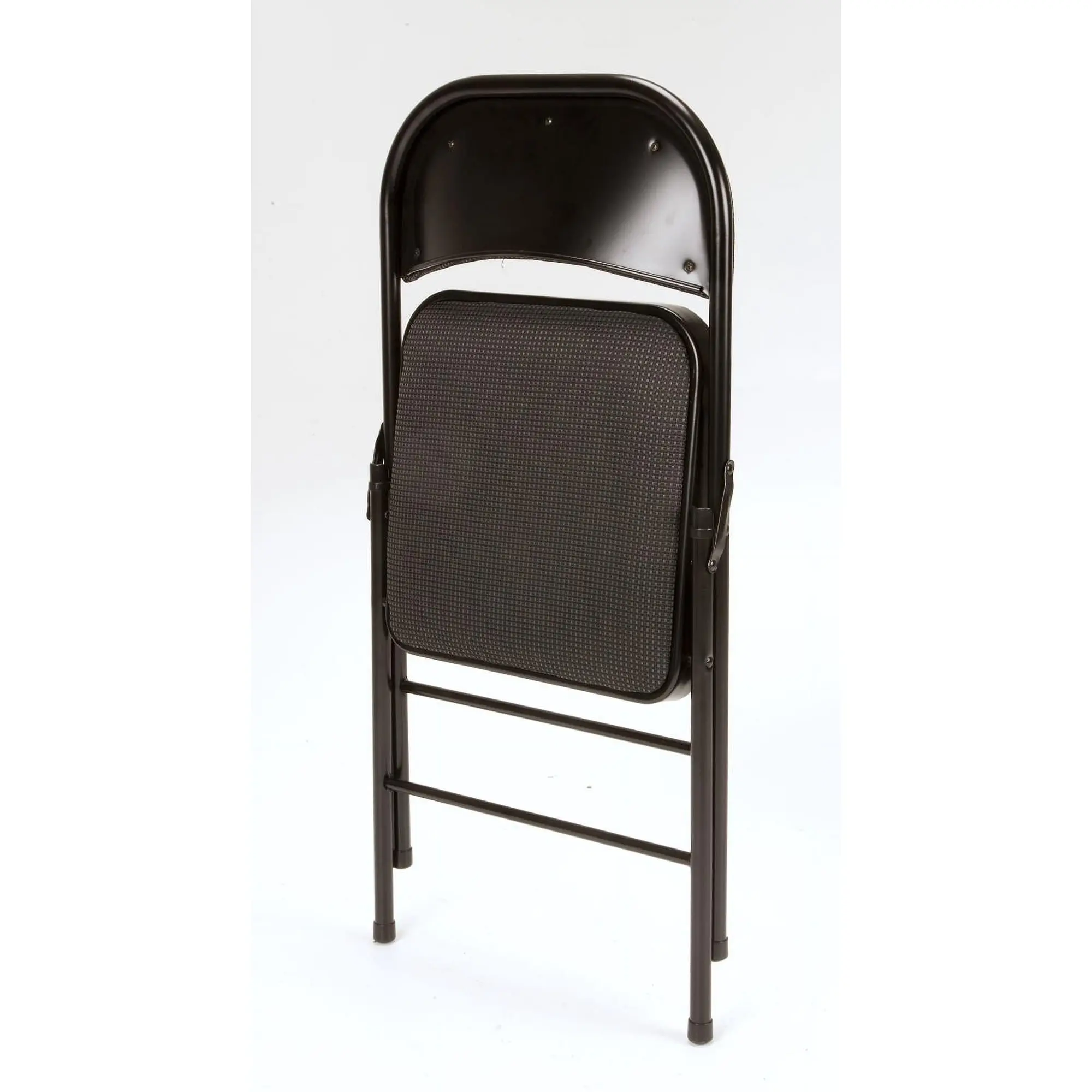 Mainstays Deluxe Fabric Padded Folding Chair Black Heavy Duty Portable Collapsible Chair with Cushioned Seat and Steel Frame for Home Office Dining and Events