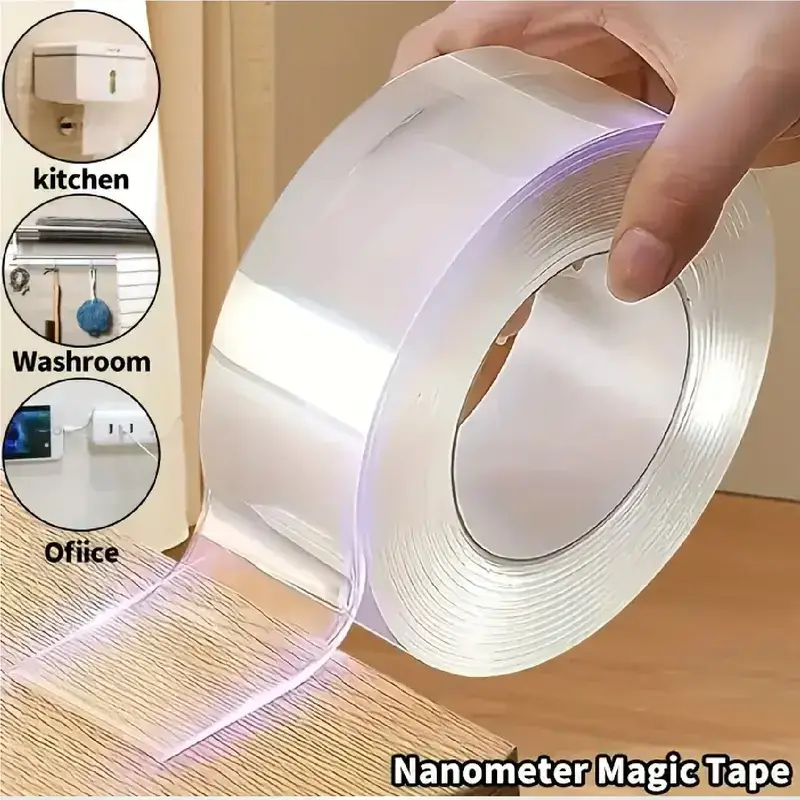 Double Sided Tape Heavy Duty(9.85FT), Nano Double Sided Adhesive Tape, Clear Mounting Tape Picture Hanging