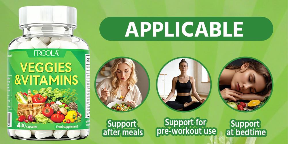 Frcola Veggies & Vitamins - Mixed Fruit & Vegetable Capsules: 30-Day Nutrition for Men and Women - Rich in Vitamins and Minerals | Dietary Supplement - Healthcare