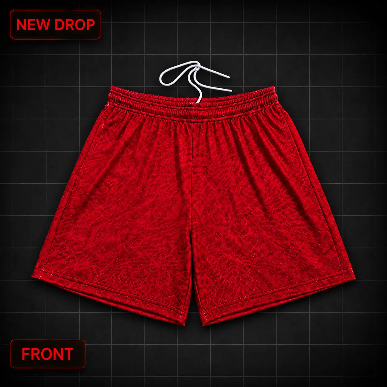 "RED LEOPARD" Printed Mesh Shorts
