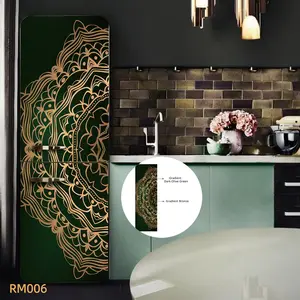 2pcs Retro Mandala Flower Wallpaper Stickers, Reusable Self-Adhesive Matte PVC, Waterproof Anti-Stain, for Refrigerator & Wardrobe Doors
