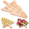Christmas Deviled Egg Tray Acacia Charcuterie Board with Handle Xmas Kitchen Gifts for Mom Wooden Serving Platter Reversible Holes Rectangle Square Egg Tray Deviled Egg Holder Cutting Board Cheese Serving Tray for Home Kichen Kitchen Essential