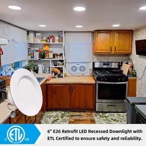 12 Pack 6inch E26 Base 15W  LED Can Lights Dimmable Recessed Retrofit Down Light 5CCT 1100 Lumens Adjustable Color Temperature for Office Kitchen Bathroom Recessed LED Retrofit Lighting