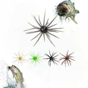 Soft Artificial Fishing Lures Set Simulation Sea Urchin Bait & Soft Worms Water Balloon Floats Fishing Bait for Bass Mandarin Fish Snakehead Catfish