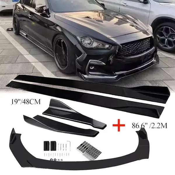 For INFINITI Q50 2014-2022 Front Bumper Lip /Spoiler Splitter 86.6" Side Skirt
