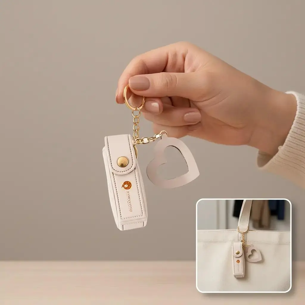 Variety of Keychains w/Lipgloss Combo- Durable Material, Stylish Nude Heart Design, Perfect for Everyday Use, Practical and Functional Accessory