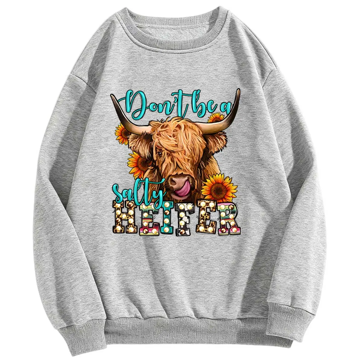 Unisex Men's Buttery-Soft Soft Washed Cotton-Polyester Hoodie, Quirky Character-Based "Don't Be a Salty Heifer!" Funny Cow Graphic Long Sleeve Pullover, Round Neck Casual Regular Fit Sweatshirts, Quirky Men's Sweatshirts, Unisex Men's Sweatshirts