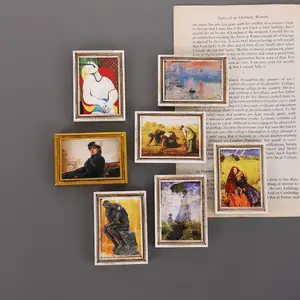 Magnetic Page Frame Art Picture Impressionist Oil Painting Style Fridge Magnet Creative Refrigerator Decoration Funny Magnetic Stickers