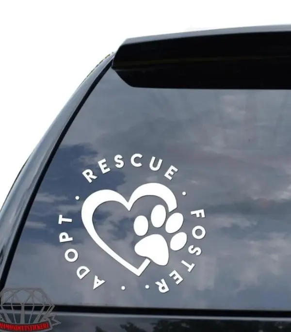 Adopt Rescue Foster Dog Pet Paw Print Heart Love Sticker