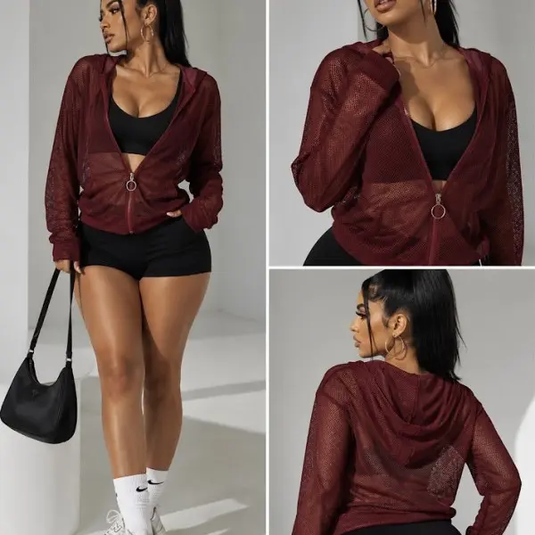 Linda250- FISHNET JACKET ZIP-UP(Oversized)