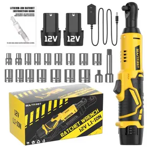Cordless Electric Ratchet Wrench, 3/8-inch 12V Brushless Ratchet Wrench Set, Portable Cordless Ratchet Tool Kit for Auto Repair, Scaffolding, Home Improvement, Ideal Holiday Gift