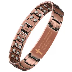 Feraco Copper Cross Bracelet for Men,Magnetic Therapy Bracelet Copper Jewelry with Powerful 3800 Gauss Magnets,charming bracelets,giftforhim