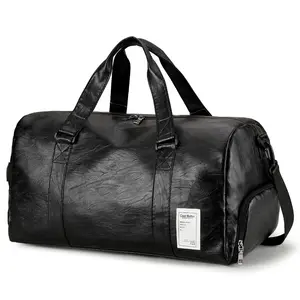 Sleek Black Travel Duffle Bag, Large Capacity Gym & Weekender Bag with Shoe Compartment & Wet/Dry Separation, Versatile Carryall for Men & Women Waterproof Waxed Canvas luggage carry