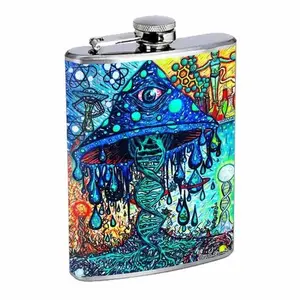 Trippy Mushroom 8oz Stainless Steel Flask