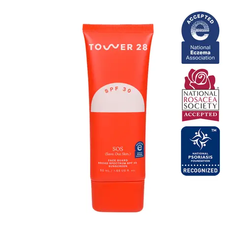 Tower 28 SOS FaceGuard SPF 30 PA+++ Suncreen Daily Skin Barrier Protection, Lightweight Mineral Sunscreen for Sensitive Skin with Zinc Oxide and Ceramides Facial Skincare