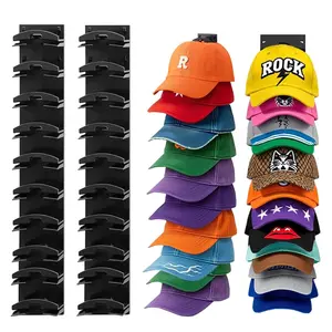 Hat Hook for Wall, 2 Pack Hat Organizer Hold up to 20 Hats, Hat Rack for Wall with Strong Adhesive, Hat Rack for Door Closet, Multi-Tier Hat Organizer, Two Mounting Options