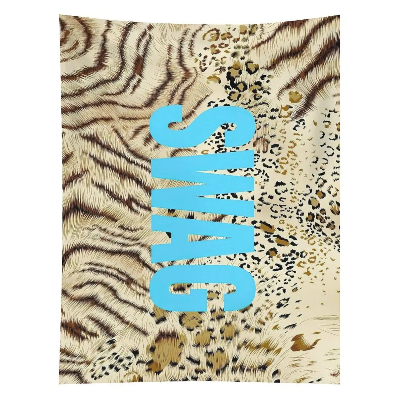 SWAG Tiger Leopard Print Tapestry Blue Letter Animal Pattern Wall Decor