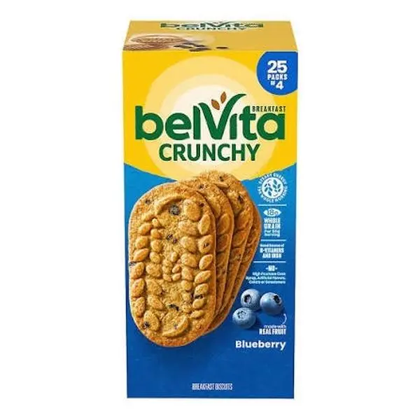 BelVita Crunchy Blueberry Breakfast Biscuits bulk box — 25 packs of 4.