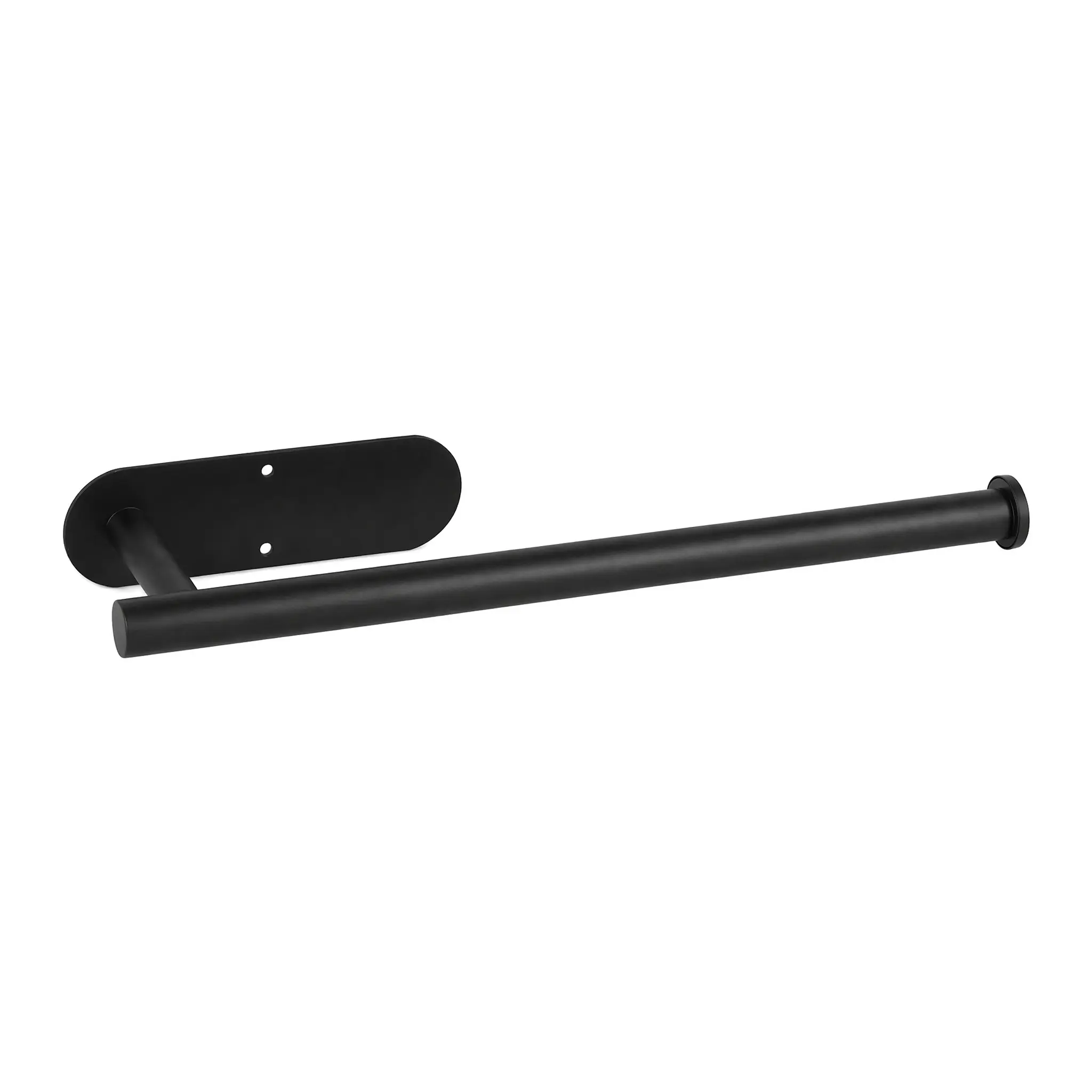 Matte Black Stainless Steel Toilet Paper Holder with Oval Base, Drill-Adhesive Mount Wall-Mounted Rack, Rustproof Waterproof Household Bathroom Accessory for Easy Installation, Wipe-Clean Design Suitable for Glass Surfaces