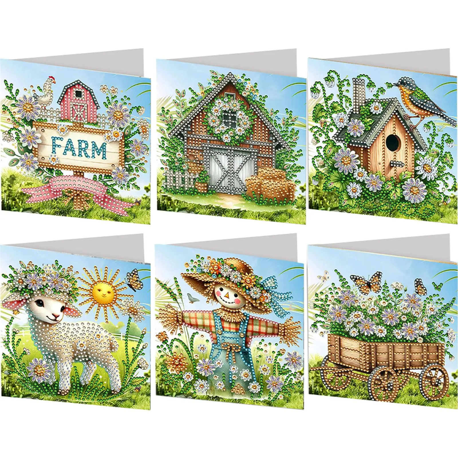 6PCS DIY Easter Pattern Diamond Painting Greeting Card Set Rhinestone Diamond Art Mosaic Postcards Diamond Art Greeting Cards for Birthdays Thanksgiving & Special Occasion
